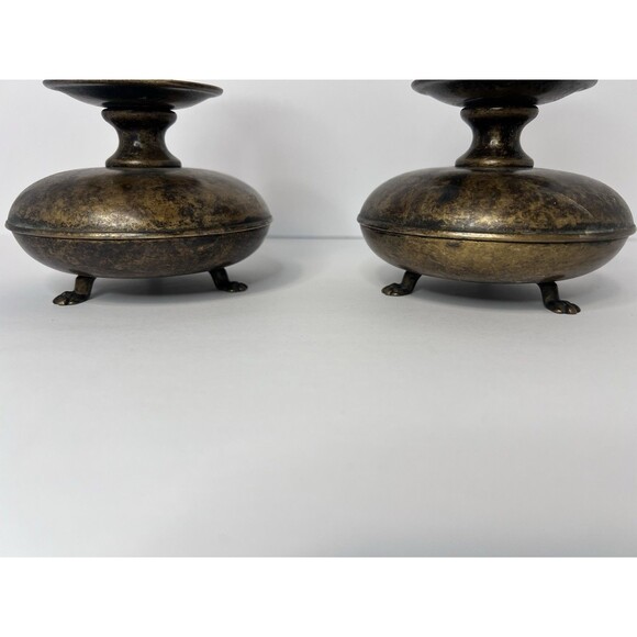 VTG Brass Chamber‎ candlestick holders, Footed candle holders colonial revival - Picture 3 of 15